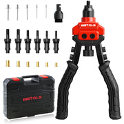 WETOLS front view of 3-in-1 rivet tool and molded case showing kit benefit portability