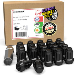 Wheel Accessories Parts front view of 20-piece lug nut set showing neat packaging and black finish benefit