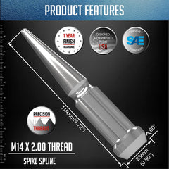 Wheel Accessories Parts side profile highlighting 4.40 inch spike length for bold aftermarket look