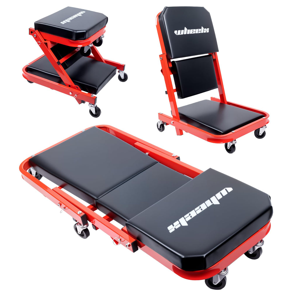 WheelX front view showing full 40-inch platform and padding for stable repairs