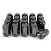 White Knight front view of 20-pack lug nuts showing black chrome finish and durable look