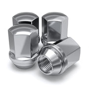 White Knight lug nut front view showing chrome finish and OEM appearance benefit