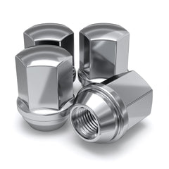White Knight lug nut front view showing chrome finish and OEM appearance benefit