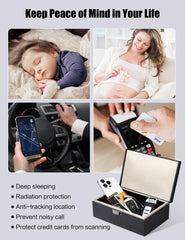 WHonor Faraday Box filled with car keys and smartphones demonstrating organized, signal-free storage