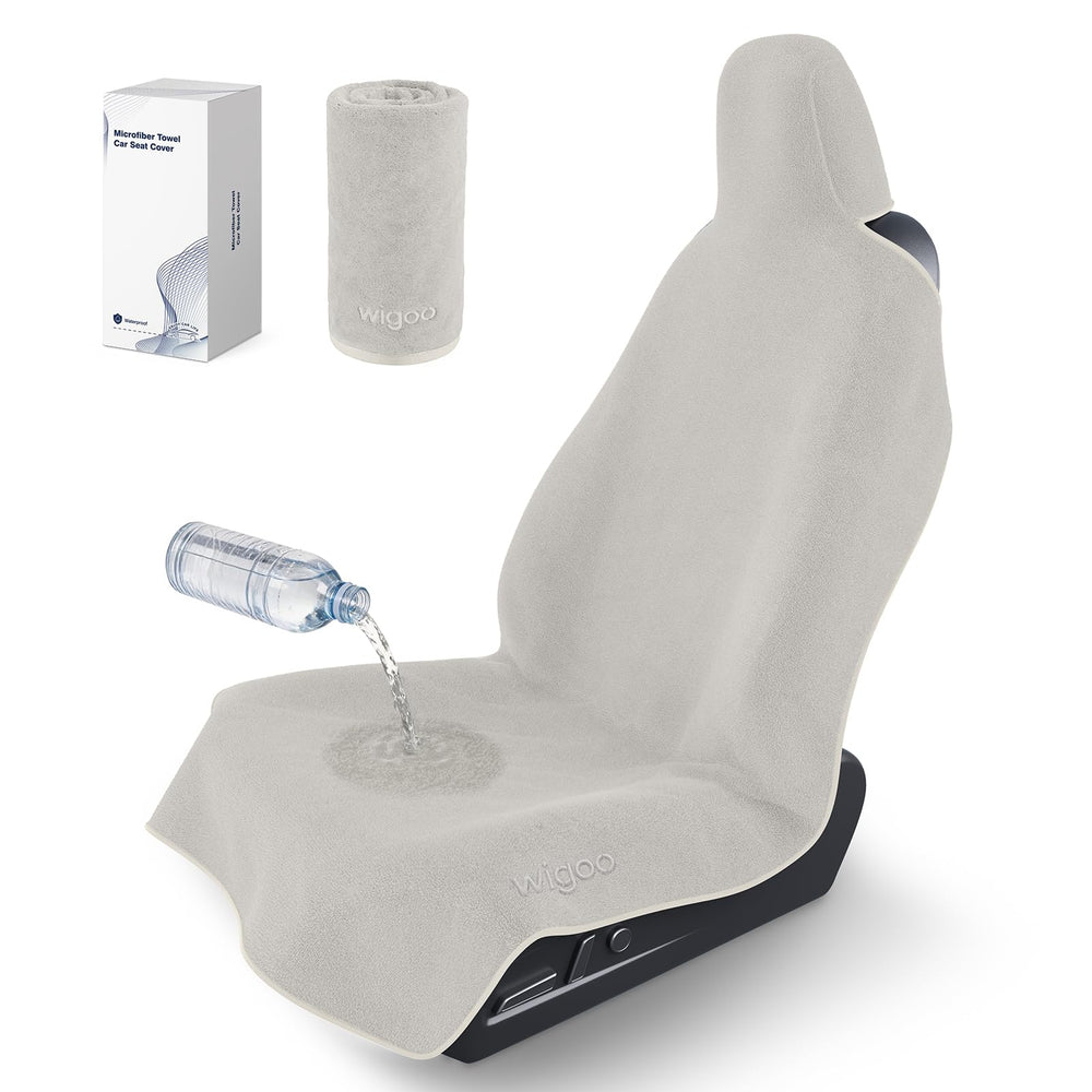 Wigoo front view of gray seat towel cover showing full coverage and protection