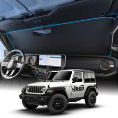 Wigoo front view assembled on Jeep windshield showing full coverage and neat fit