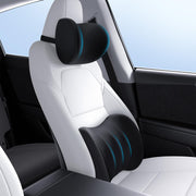 Wigoo front view of black neck and lumbar pillows showing supportive shapes and comfort