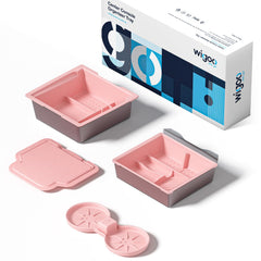 Wigoo front view of pink console organizer showing tidy compartments and quick access