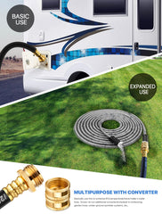 WINAMOO kit attached to RV spigot demonstrating quick winterizing benefit