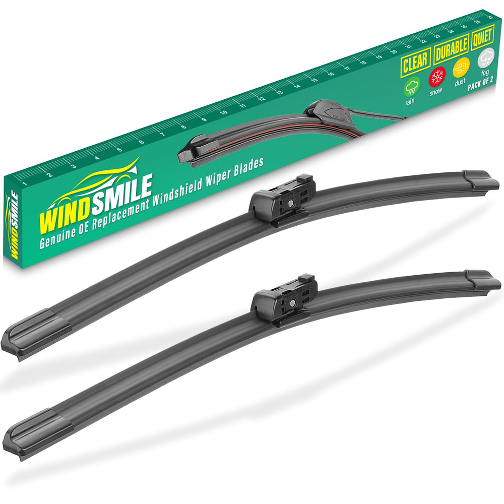 WINDSMILE front packaging showing direct-fit Tesla compatible blades and quick benefits