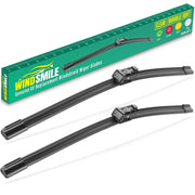 WINDSMILE front packaging showing 28" and 21" blades and fitment details, quick selection benefit