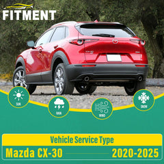 WINDSMILE blades installed on a Mazda CX-30 windshield demonstrating correct fit