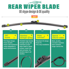 WINDSMILE 11-inch rear blade mounted on hatch for improved rear visibility
