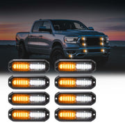 WINECO front view of amber white strobe kit showing bright warning lights and visibility