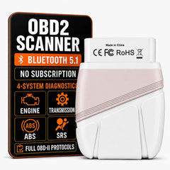 Wiseday front view connector showing compact Bluetooth OBD2 design and easy plug-in access