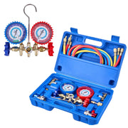 WISSCOOL front view manifold gauge set showing complete kit and organization