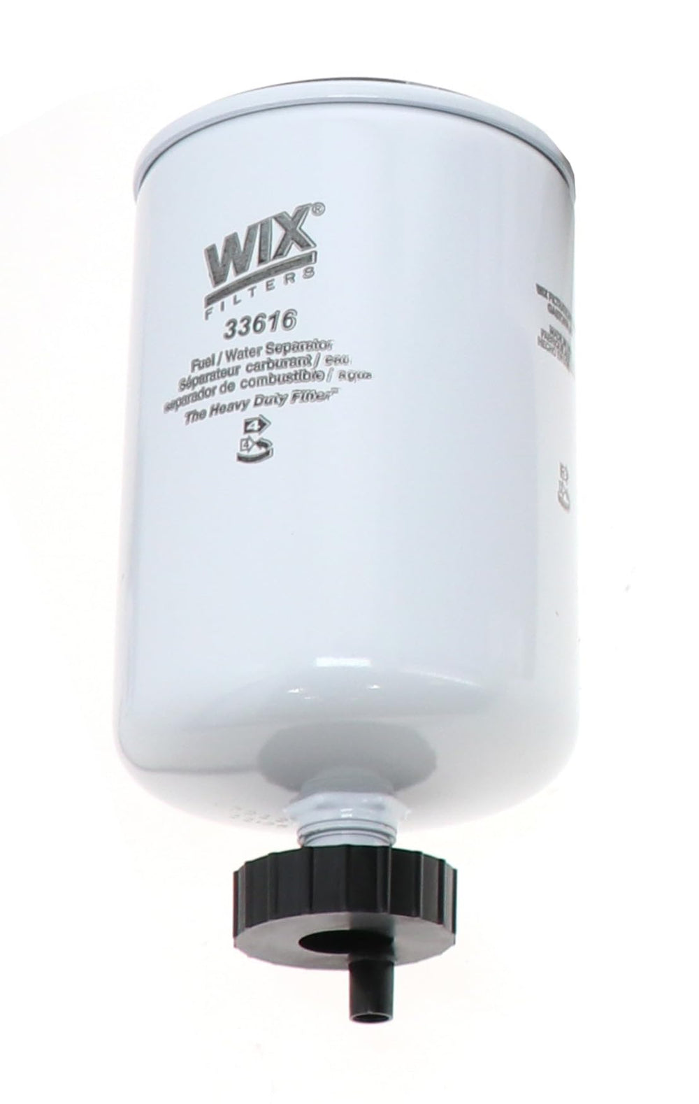 WIX 33616 front view showing label and threaded base for easy identification and quick replacement