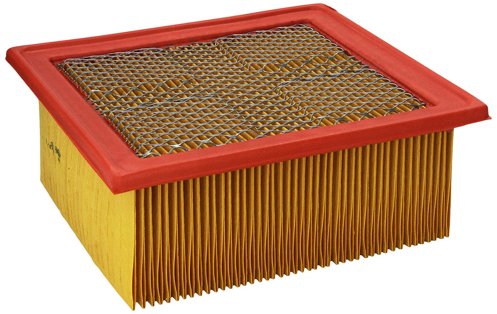 WIX Racing panel filter front view showing pleated media and vehicle-fit benefit