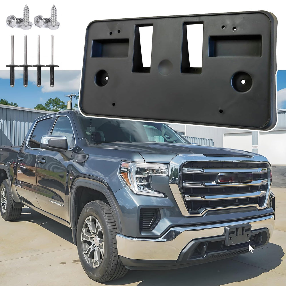 Wocch front license plate frame showing clean front view and OEM fit on GMC Sierra