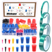 Wokape front packaging and open kit showing organized plugs and tape, tidy storage benefit