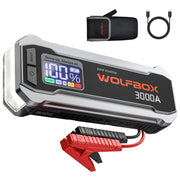 WOLFBOX front view showing compact jump starter and portable benefits