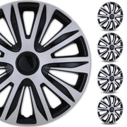 WOLFSTORM front view hubcap showing sleek silver and black finish and instant curb appeal