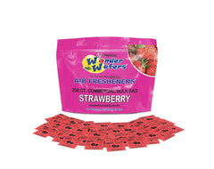 Wonder Wafers strawberry container front view showing resealable tub and tidy storage benefit