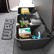wonderdriver front view of under-seat storage showing neat profile and secure fit