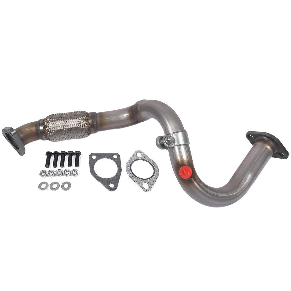 Woosphy front flex pipe front view showing direct-fit alignment benefit