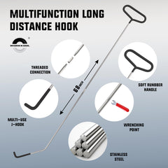WORKKOOL 68-inch long-reach hook close-up demonstrating reach advantage