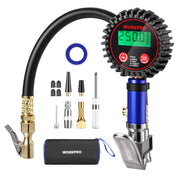 WORKPRO front view of inflator gauge showing controls and portability benefit