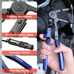 WORKPRO jaw close-up fitting flat band clamp for secure, precise grip