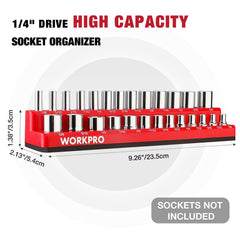 WORKPRO socket organizer fitted inside a toolbox drawer for fast access