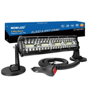 WOWLED front view of 12-inch light bar showing bright beam and compact profile