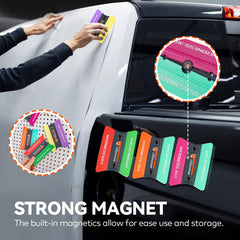 WRAPXPERT seven interchangeable hardness blades laid out for versatile film applications
