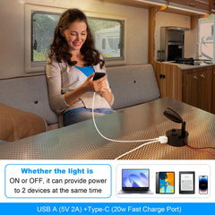 WTNYOU USB-A and USB-C ports detail highlighting convenient device charging