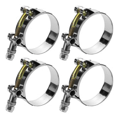 WYSIWYKA front view of 4-pack T-bolt clamps showing durable finish and packaging