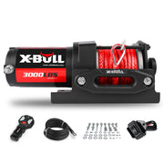 X-BULL front view of winch showing compact assembly and rugged finish for reliable recovery