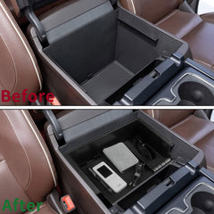 Xaido armrest tray deep storage holding cables and wallet for hidden security benefit