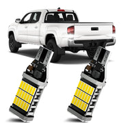 XFLHEHD front view of LED reverse bulbs showing clean design and quick benefits