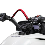 Xislet front view of grab strap showing overall shape and mounting base for secure grip