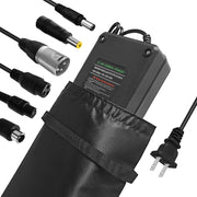 XIUWK front view packaging showing charger and benefits of plug choice
