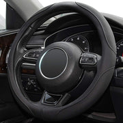 Xizopucy front view of cover showing black microfiber leather and stitching for a refined look