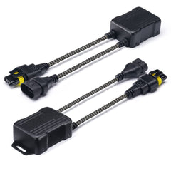 Xprite front view of 9005 Canbus harness showing plug ends and durable case benefit