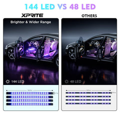 Xprite lights pulsing in music sync mode showing dynamic in-cabin effect