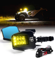 Xprite front view of UTV side mirror shows robust housing and improved visibility
