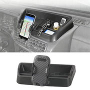 XQTMYHAL front view of dash tray phone mount showing clean fit and organization benefit