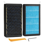 XREY front packaging showing two Tesla Model 3/Y replacement filters and benefit of correct fit