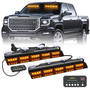 XRIDONSEN front view amber strobe light bar showing compact durable housing and bright LEDs