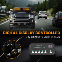 XRIDONSEN strobe installed on front windshield improving vehicle visibility for safety